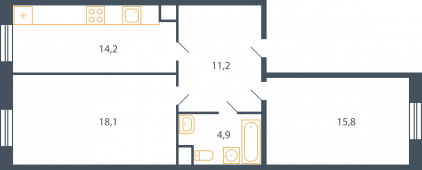 2-комнатная квартира 64,2 м²